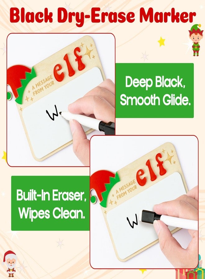 Eartim Christmas Elves Sign - 3Set Elves Message Board with Foldable Wood Tripod Easel Black Marker Dry Erase Whiteboard Home Table Decor Kids Birthday Christmas Gift Holiday Keepsake Xmas Party Favor - Image 5