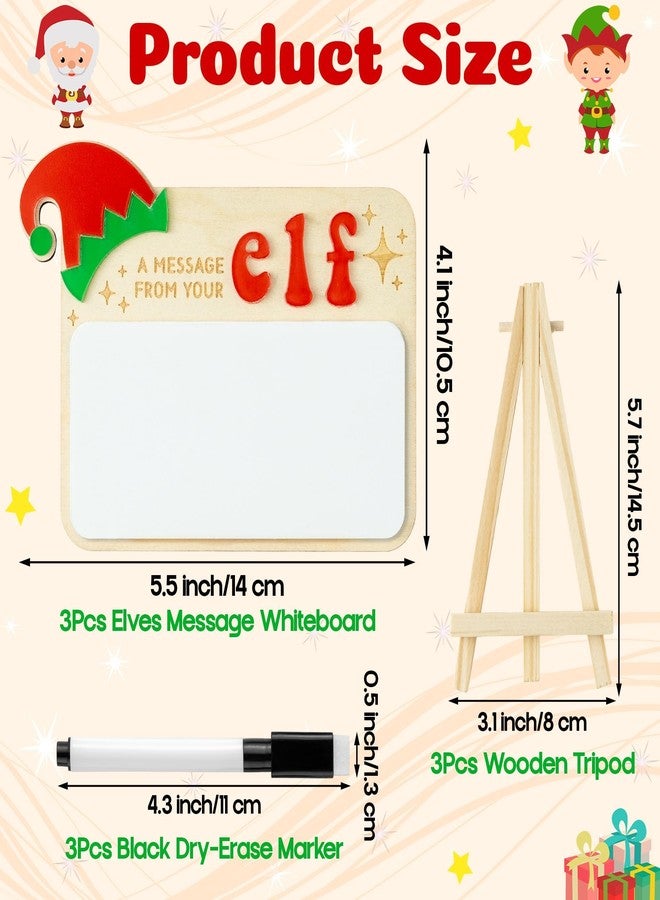 Eartim Christmas Elves Sign - 3Set Elves Message Board with Foldable Wood Tripod Easel Black Marker Dry Erase Whiteboard Home Table Decor Kids Birthday Christmas Gift Holiday Keepsake Xmas Party Favor - Image 2