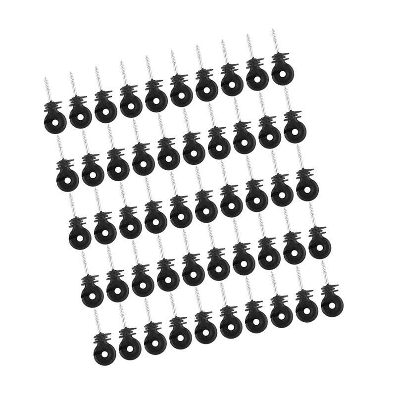 Black Screw In Ring Insulators 50 Pcs Set Electric Fence Accessories Easy Install Timber Fence - Image 1