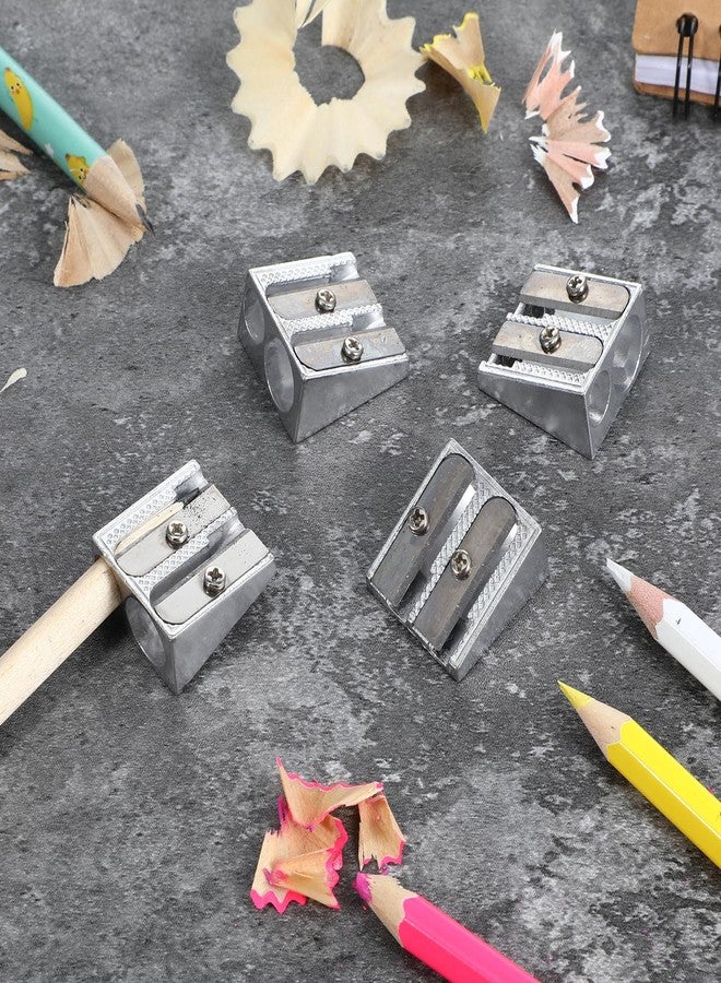 cobee 36 Pack Metal Pencil Sharpeners, Double Holes Manual Pencil Sharpener Bulk Handheld Aluminum Alloy Sharpeners Stationery Supplies for School Office Classroom, Silver - Image 5
