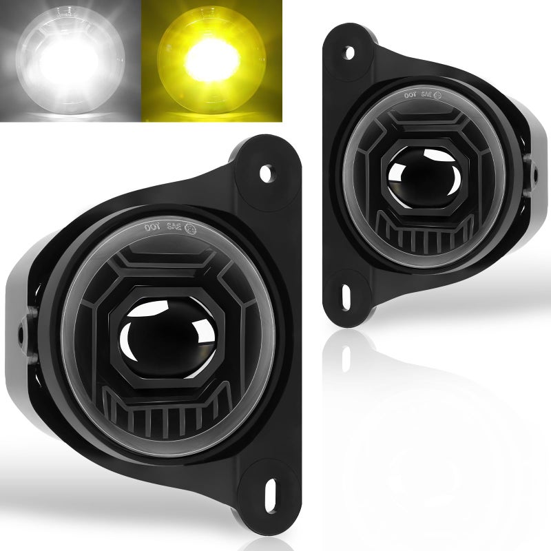 KARSAM WhiteAmber LED Fog Lights for 20132024 Jeep Wrangler JK JL 10th 75th Anniversary Edition Hard Rock Bumper 2PCS DOT Approved 60W Dual Color Fog Lamps Assembly Kit Replacement