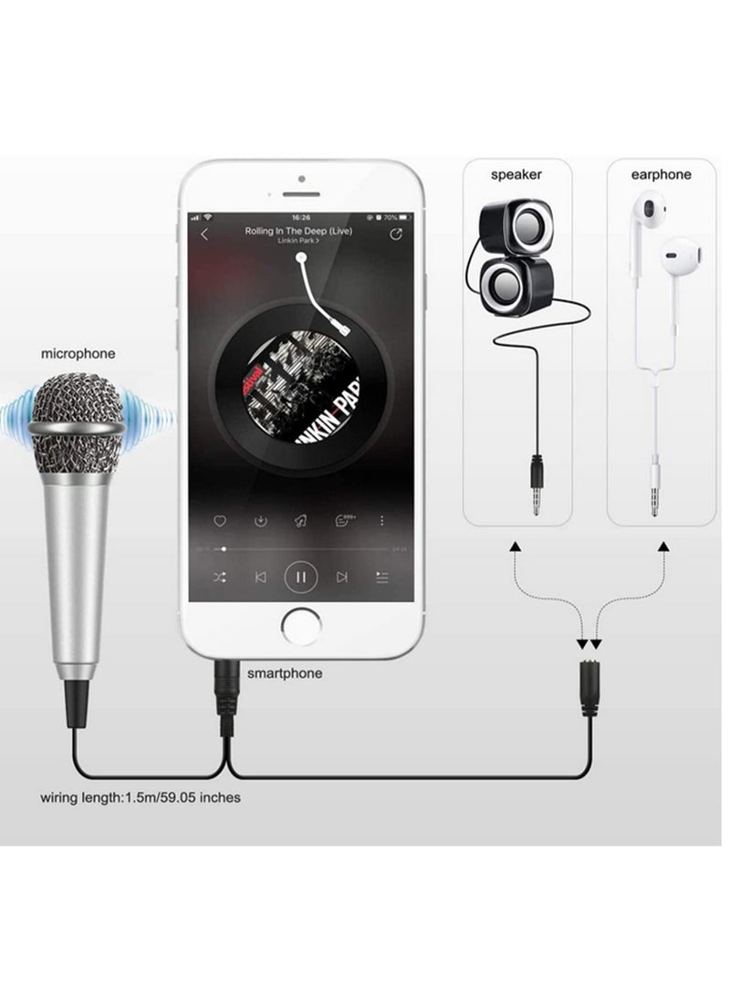 Generic - 1pcs Mini Microphone Tiny Microphone for iPhone/Android/PC ASMR & Karaoke Mic Clear Voice Recording for Singing Chatting Gaming Laptop Notebook USB/AUX Compatible - Image 1