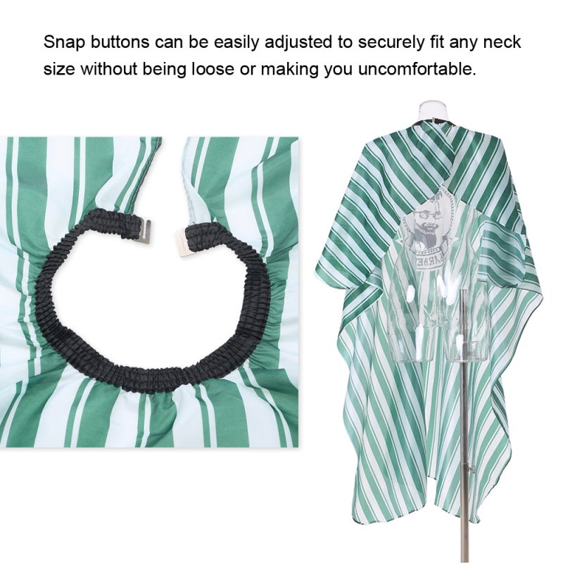 Green Barber Cape Anti Static Water Repellent Fabric Adjustable Snap Buttons - Easy Clean Quick Dry Salon Cape for Professional Hair Cutting Styling Coloring - Image 4
