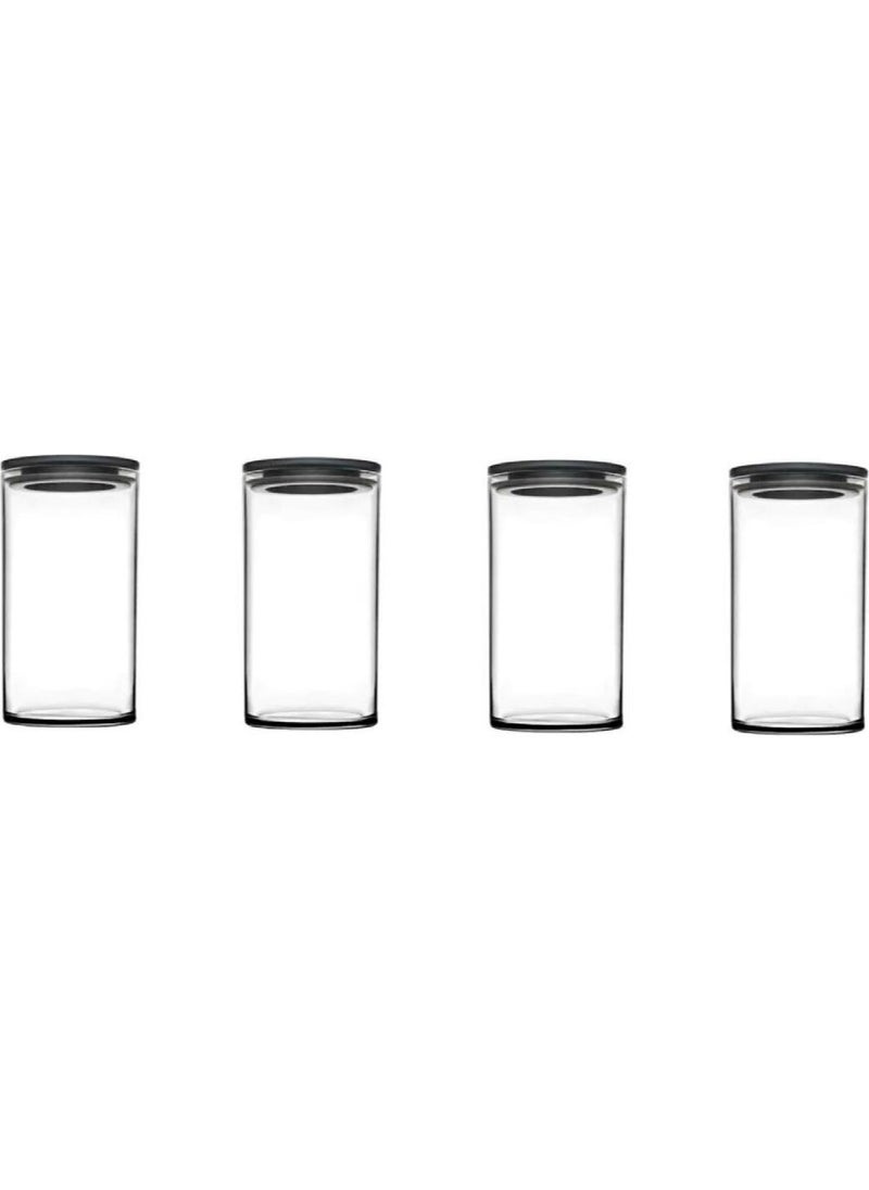 Paşabahçe 43736 Vacuum Glass Jar - Glass Supply Storage Container 4 Pcs Gray 