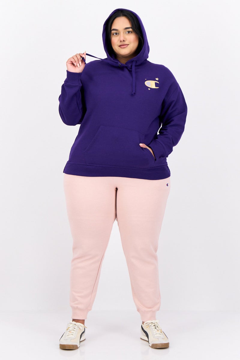 Champion سويت شيرت هودي خارجي بأكمام طويلة للنساء بحجم كبير، بنفسجي - Image 4