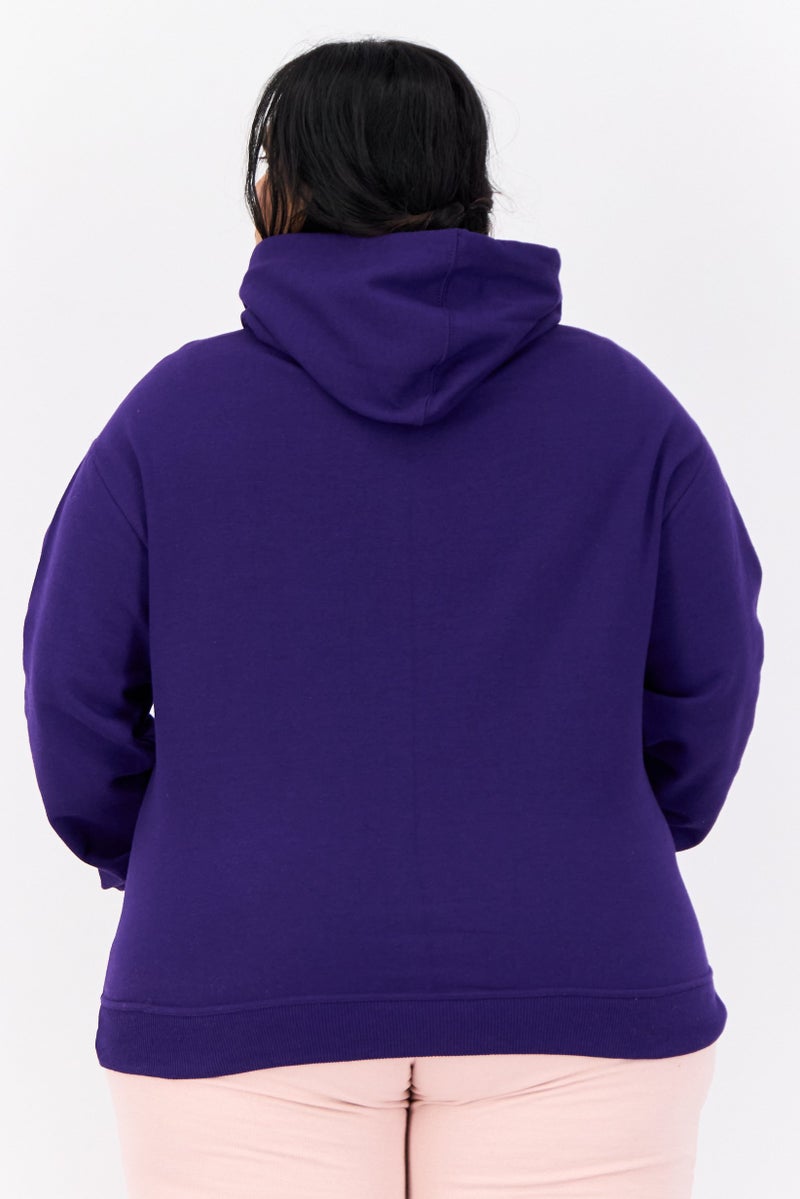Champion Women Plus Size Long Sleeves Outdoor Hooded Sweatshirt, Purple - Image 2