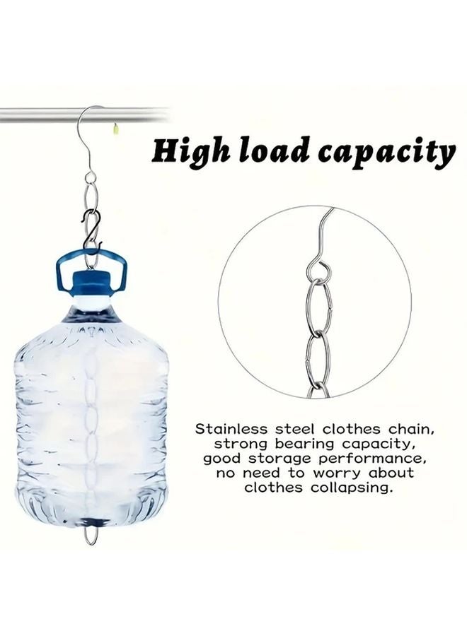 1pc Stainless Steel Clothes Chain Hanger Heavy Duty Silvery Space Saving Closet Storage - Image 1