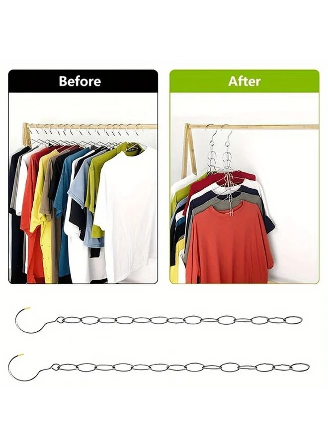 1pc Stainless Steel Clothes Chain Hanger Heavy Duty Silvery Space Saving Closet Storage - Image 5