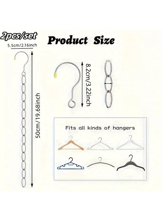 1pc Stainless Steel Clothes Chain Hanger Heavy Duty Silvery Space Saving Closet Storage - Image 4