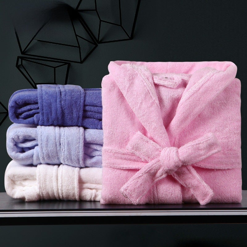 Generic Kids Cotton Hooded Bathrobe Thick Autumn Winter Cloak SEA BLUE 