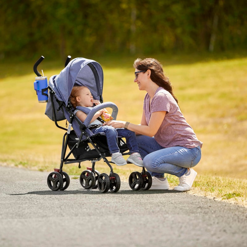 Dream On Me Vista Moonwalk Baby Stroller in Blue, Lightweight Infant Stroller with Compact Fold, Multi-Position Recline Umbrella Stroller with Canopy, Extra Large Storage and Cup Holder - Image 2