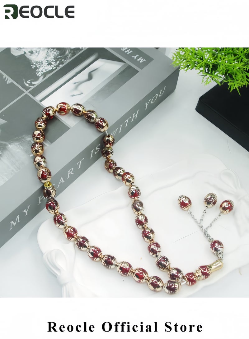 ريوكل سبحة إسلامية مع خرز 12 مم سبحة مسلمة سوار إسلامي مزخرف خرز إيماني للعبادة إكسسوار إسلامي روحي هدية مثالية للمؤمنين - Image 2