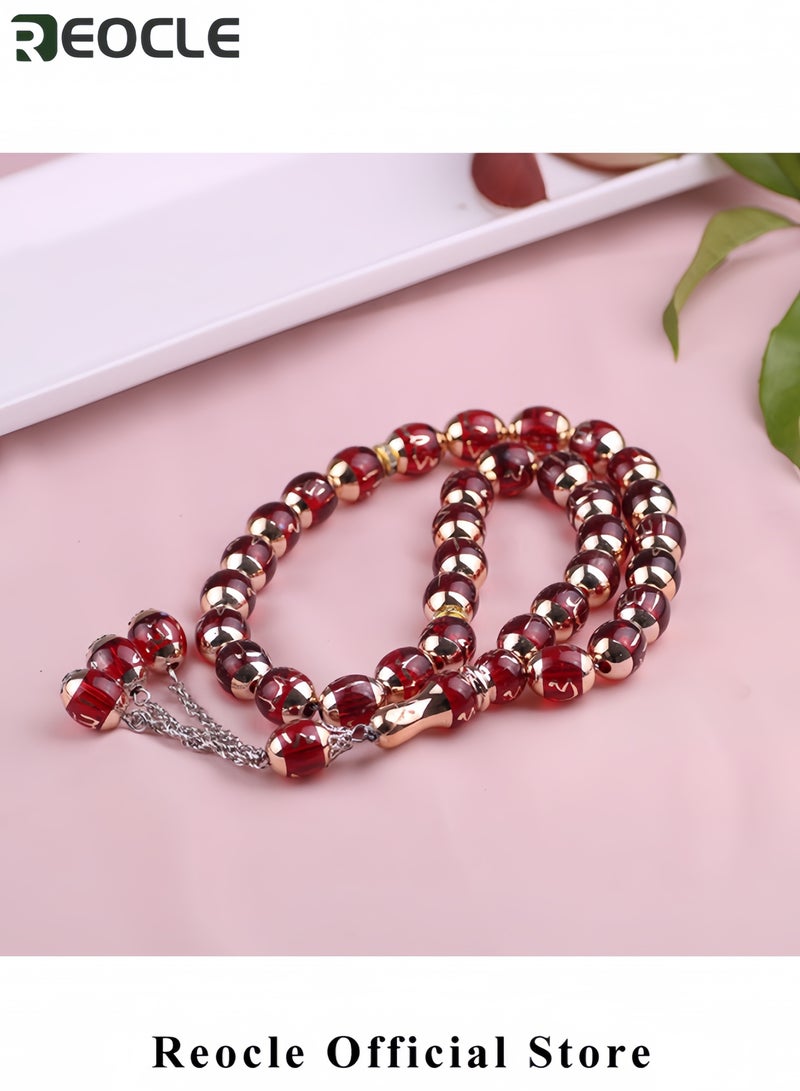 ريوكل سبحة إسلامية مع خرز 12 مم سبحة مسلمة سوار إسلامي مزخرف خرز إيماني للعبادة إكسسوار إسلامي روحي هدية مثالية للمؤمنين - Image 4