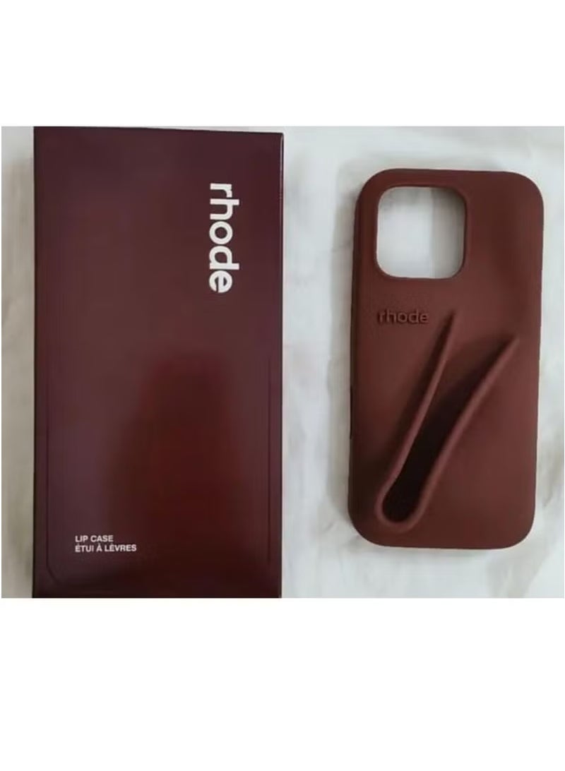 rhode iPhone 12/13 Pro Max Silicone Case Lip Holder for Cell Phone, Lip Gloss Adhesive Sleeve for Phone, Lip Holder Stick-on Phone Case, Back Stick On Holder for iPhone Phones (BROWN) - Image 4