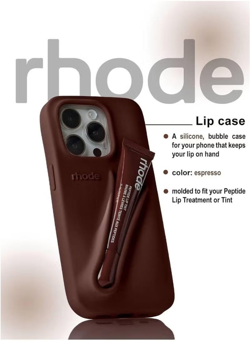rhode iPhone 12/13 Pro Max Silicone Case Lip Holder for Cell Phone, Lip Gloss Adhesive Sleeve for Phone, Lip Holder Stick-on Phone Case, Back Stick On Holder for iPhone Phones (BROWN) - Image 5