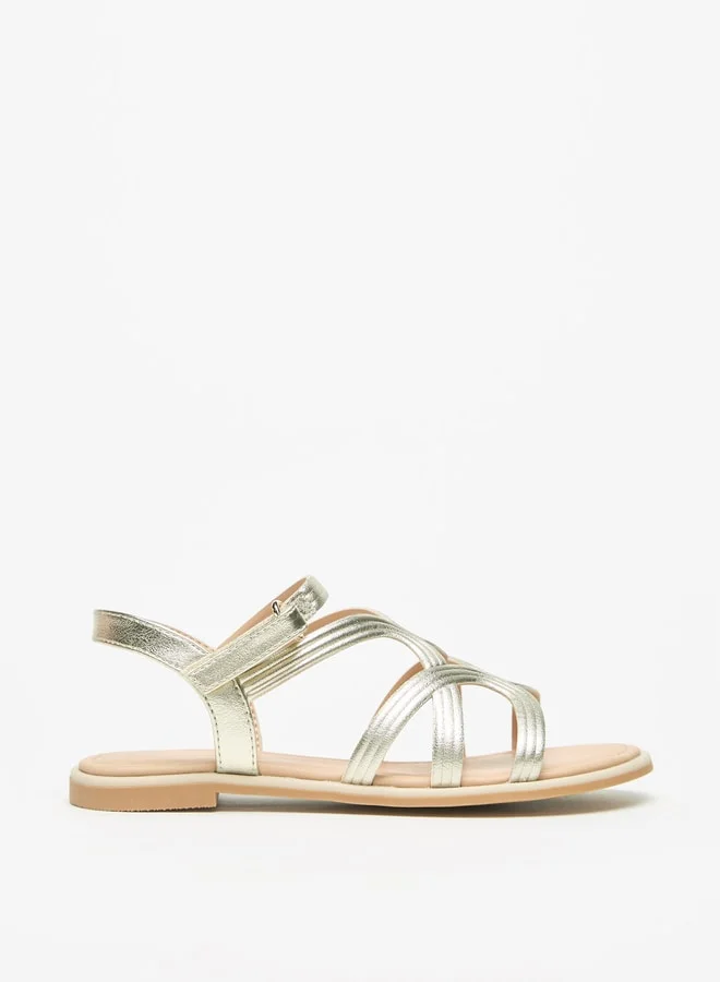 Celeste Girls Solid Strap Sandals with Hook and Loop Closure