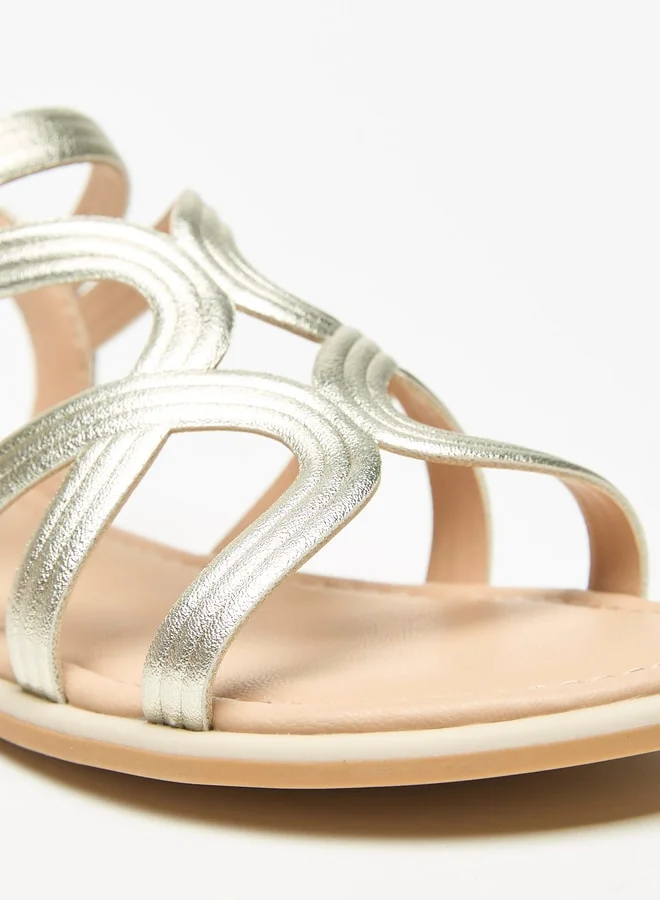 Celeste Girls Solid Strap Sandals with Hook and Loop Closure
