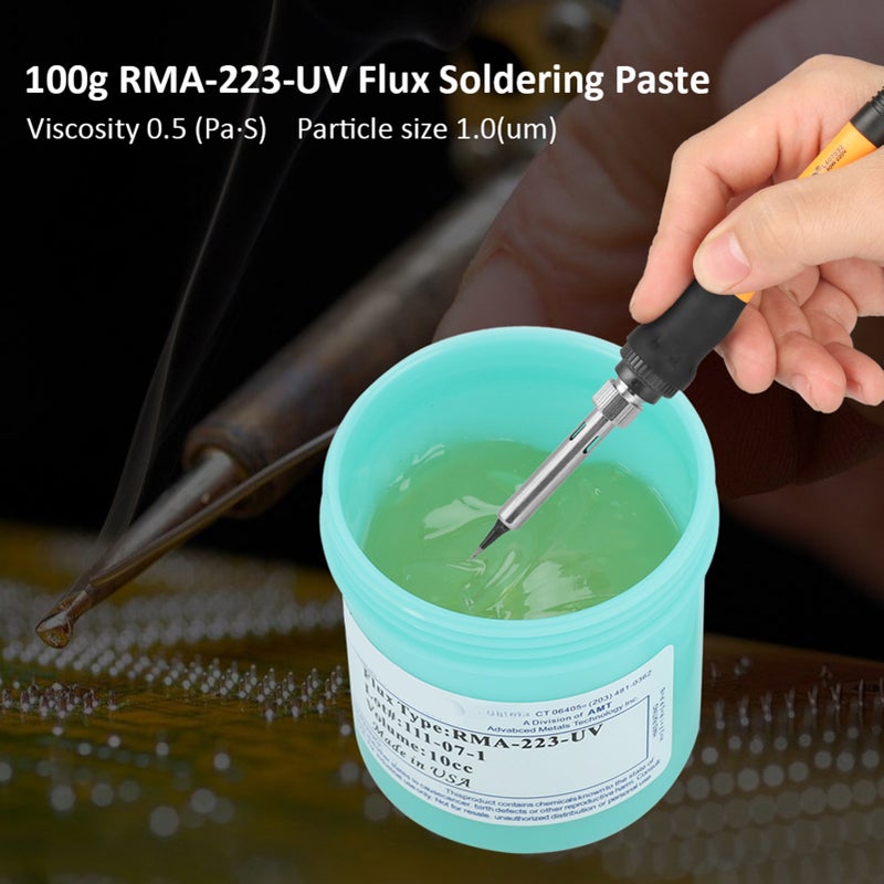 أداة إصلاح معجون اللحام الفلكس RMA-223-UV بوزن 100 جرام لـ CSP BGA PCB - Image 1