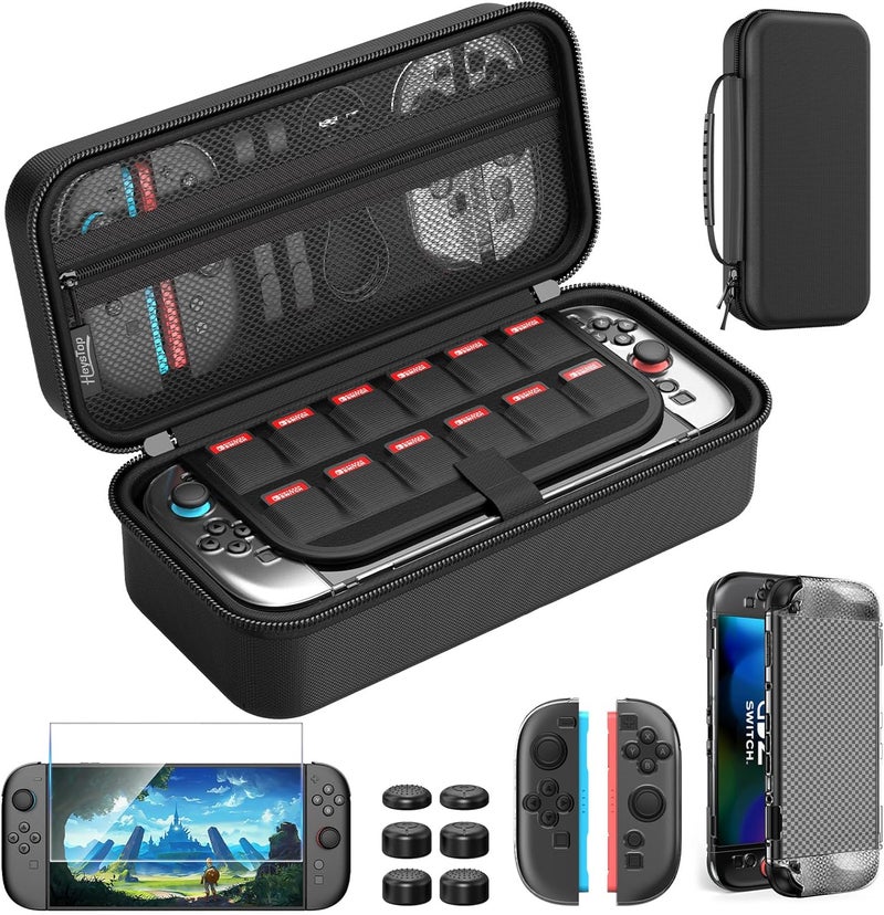 HEYSTOP Carrying Case for Nintendo Switch 2,Portable Travel Case for Nintendo Switch 2 Accessories with Screen Protector*1,Protective Cover*1,Thumb Caps*6,Large Space with 12 Game Card Slot,Hard Shell - Image 1