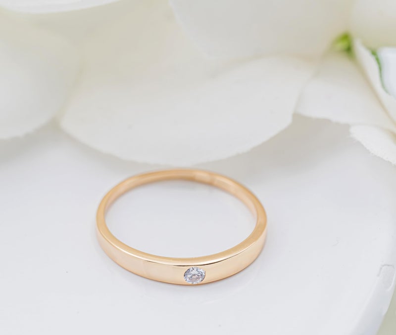 Precious Pieces 14K Gold-Plated Band Baby Ring with Clear CZ (Size 3) - Image 4