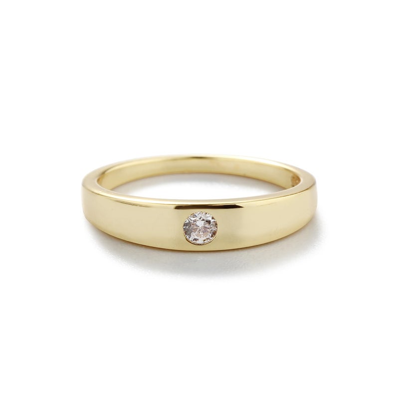 Precious Pieces 14K Gold-Plated Band Baby Ring with Clear CZ (Size 3) - Image 1
