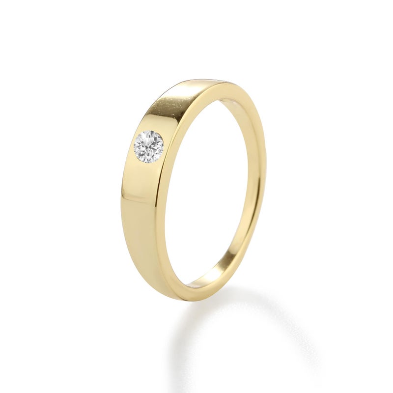 Precious Pieces 14K Gold-Plated Band Baby Ring with Clear CZ (Size 3) - Image 2