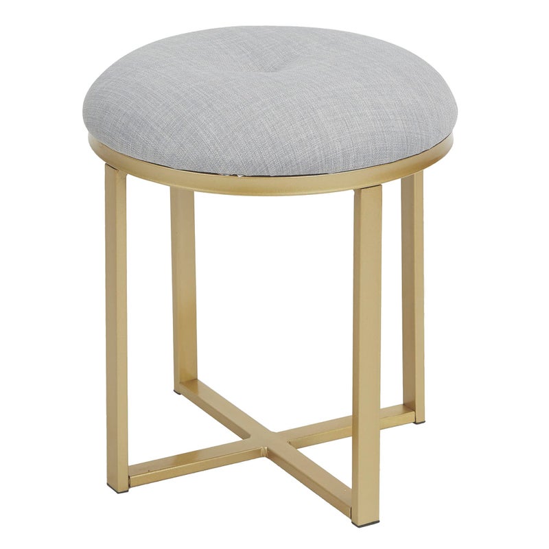 Silverwood Silverwood Mia Upholstered Metal Round Vanity Seat Grey 