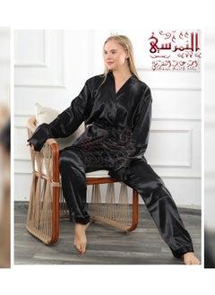 النمرسي بيجامة عروسة قطعتين اسود سادة  - Image 2