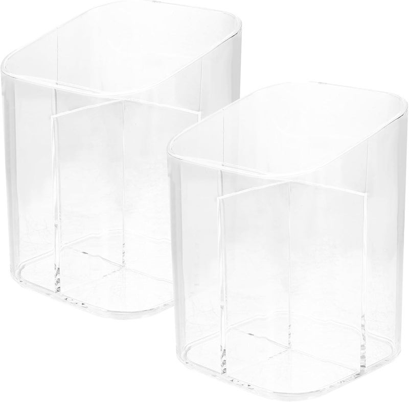 حامل فرش المكياج من TIDTALEO، كأس منظم سعة 2 قطعة، علبة تخزين مستحضرات تجميل متعددة الأقسام للاستخدام على طاولة الزينة أو المكتب - Image 1