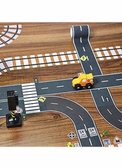 Y&D Road Tape for Toy Car & Trains,3 Rolls, Bonus 160 Traffic Sign Die Cut Stickers, 4 Tight Curves and Trains Curves, Develop Your Kids Imagination Memory, Play Learn  - Image 3