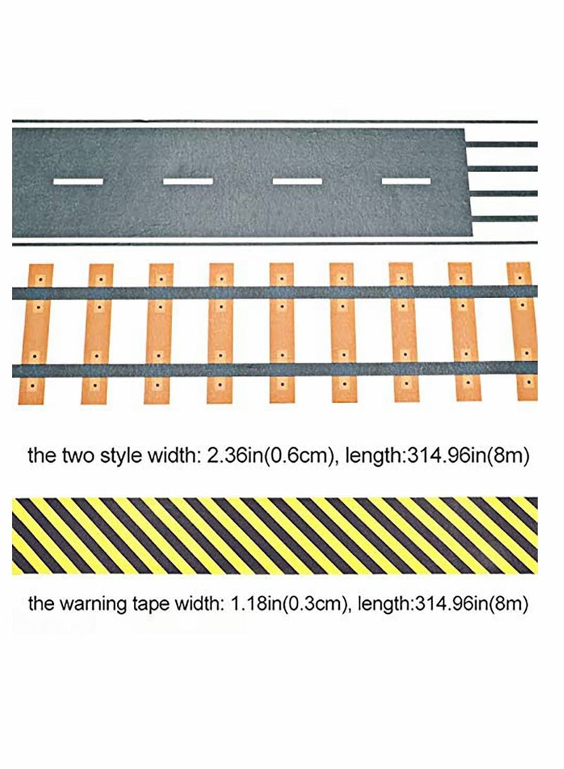 Y&D Road Tape for Toy Car & Trains,3 Rolls, Bonus 160 Traffic Sign Die Cut Stickers, 4 Tight Curves and Trains Curves, Develop Your Kids Imagination Memory, Play Learn - Image 5