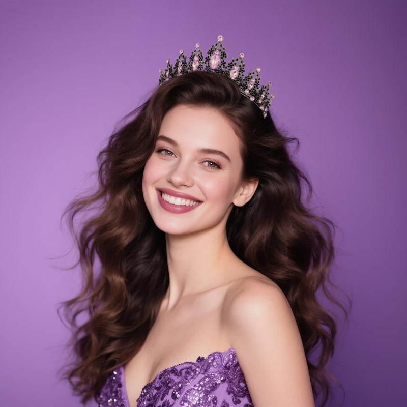 Kamirola Black Purple Queen Crown, Gothic Baroque Crowns for Women, Tiara for Women Rhinestone Queen Tiara Wedding Crown, Hair Accessories for Halloween Costume Birthday Prom Cosplay Party - Image 2