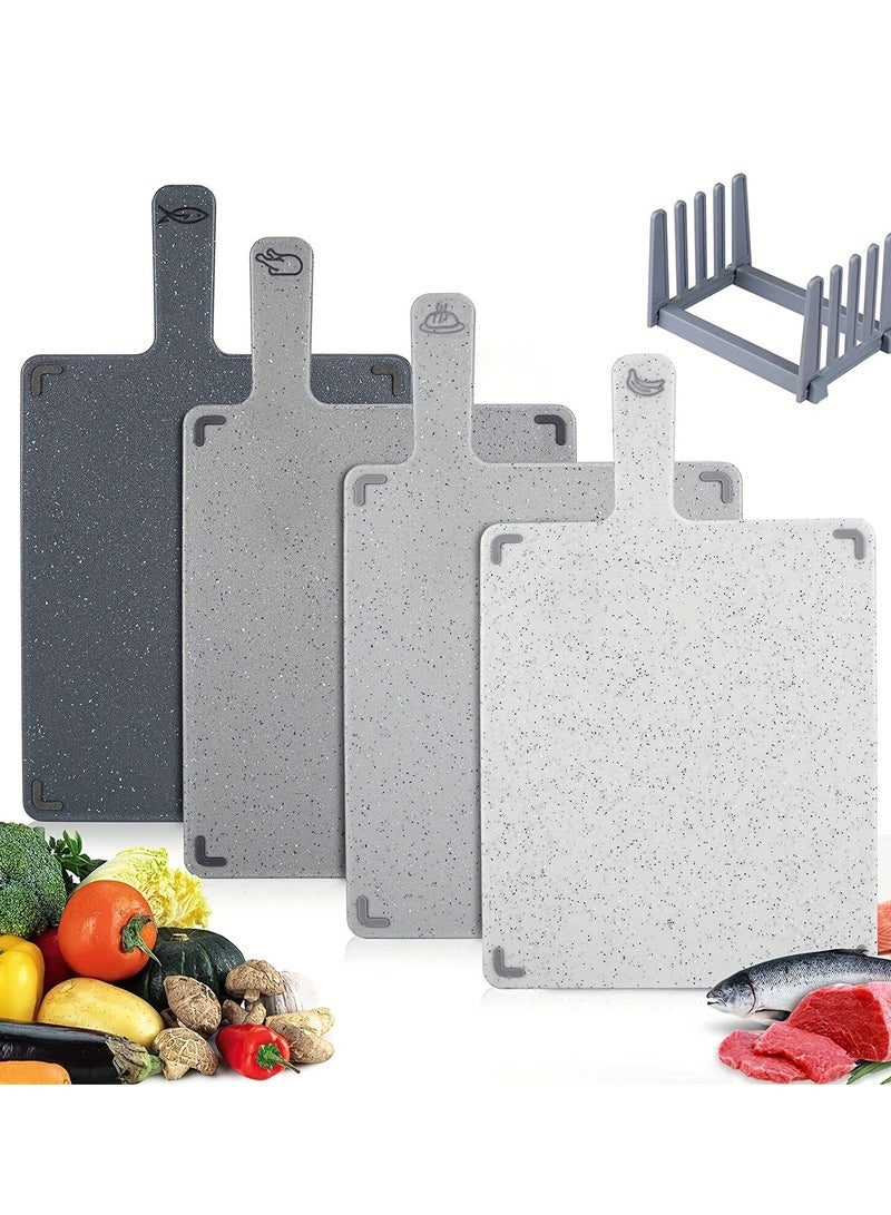 XiuWoo 4-in-1 Durable Kitchen Cutting Board Set with Removable Stand, BPA Free, Multifunctional Classification Cutting Board, Food Safe Plastic for Home and Restaurant Use - Image 1
