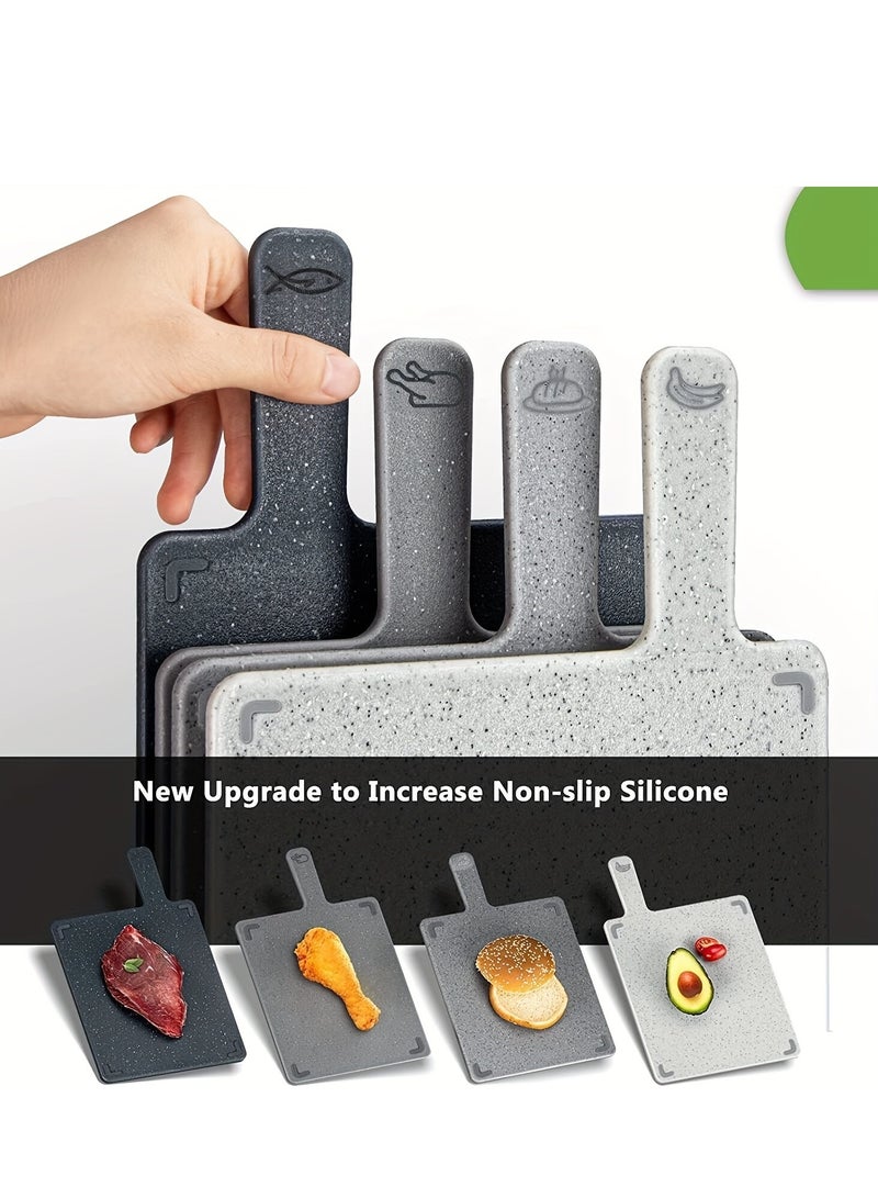 XiuWoo 4-in-1 Durable Kitchen Cutting Board Set with Removable Stand, BPA Free, Multifunctional Classification Cutting Board, Food Safe Plastic for Home and Restaurant Use - Image 4