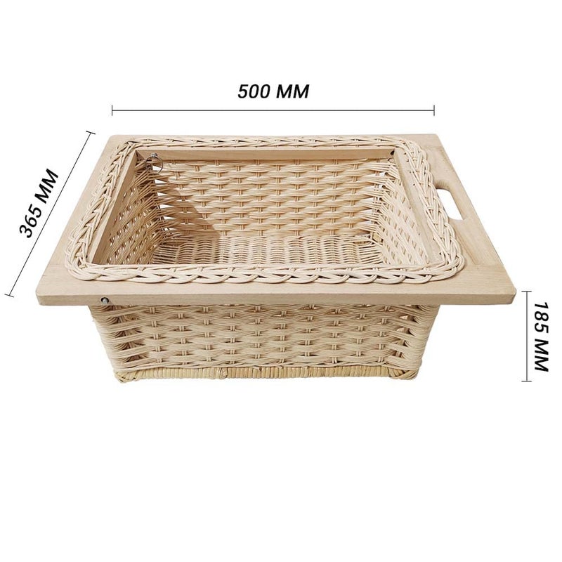 VOLO Beechwood Modular Kitchen Wicker Basket Light Brown 450MM 165 Inch Width with Channel Standard Size 8 Inch Height Length 20 Inch - Image 2