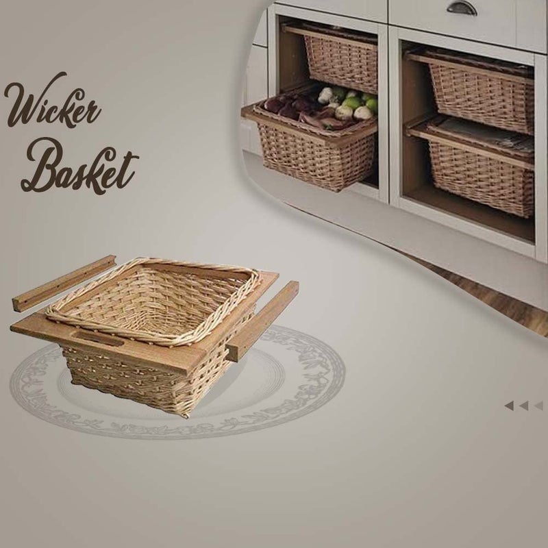 VOLO Beechwood Modular Kitchen Wicker Basket Light Brown 450MM 165 Inch Width with Channel Standard Size 8 Inch Height Length 20 Inch - Image 4