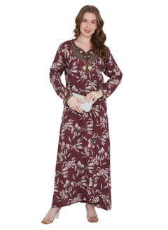 HANA & SARA THREAD-EMBROIDED ARABIC KAFTAN JALABIYA DRESS PRINTED IN AN ELEGANT CASUAL LONG DESIGN  - Image 4