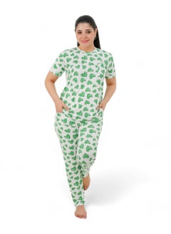 Women's pajama set - women's summer pajamas - 2-piece set of pants and T-shirt - patterned with different designs