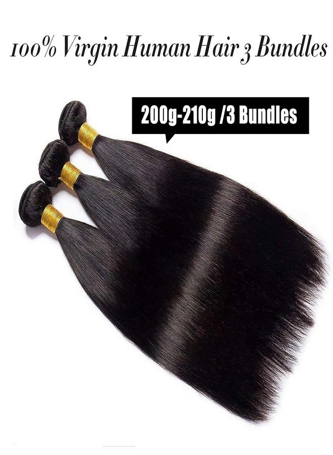 Rebasar Straight Human Hair Bundles Weave 8 8 8 Inch 100% Unprocessed Brazilian Virgin Weave Hair Human Bundles for Women Remy Weft Short Straight Hair Extensions Natural Black Color - Image 2