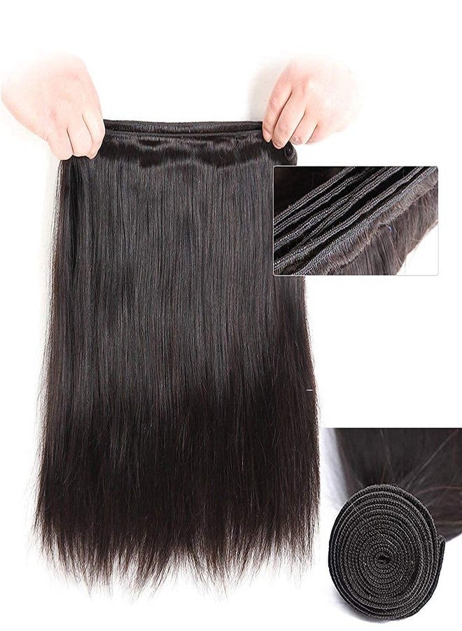 Rebasar Straight Human Hair Bundles Weave 8 8 8 Inch 100% Unprocessed Brazilian Virgin Weave Hair Human Bundles for Women Remy Weft Short Straight Hair Extensions Natural Black Color - Image 3