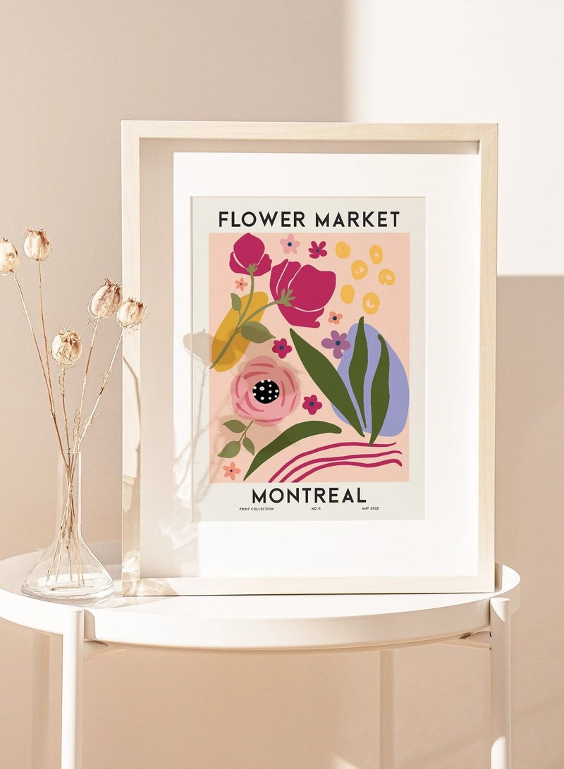 Boomah Accessories Flower Market Montreal Colorful Botanical Art Poster with Frame 30x40cm 