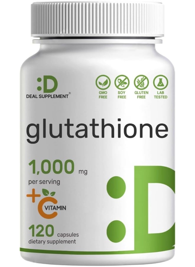 DEAL SUPPLEMENT Glutathione Supplement 1,000Mg Per Serving, 98% Purity | Plus Vitamin C 500Mg, Active Reduced Form (Gsh) | 60 Capsules – Intracellular Antioxidant – Supports Detoxification* & Immune Health  - Image 1