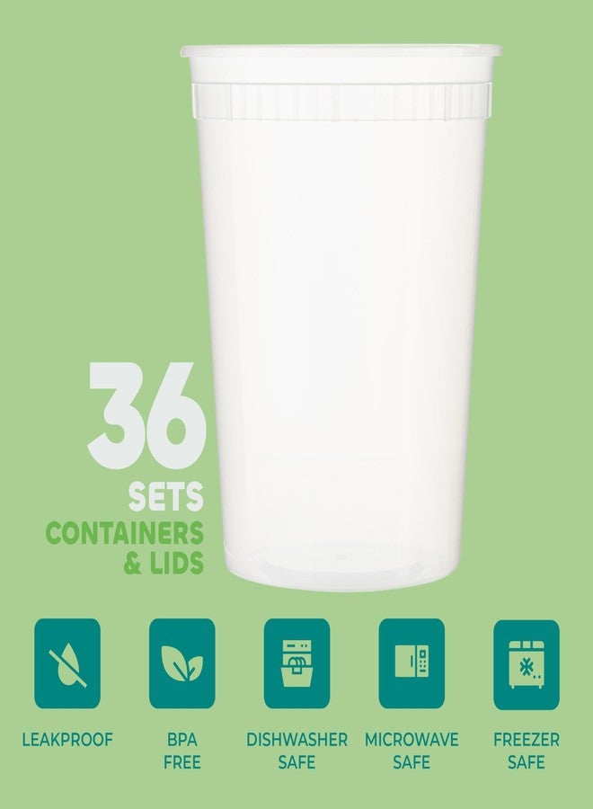 JoyServe 32 Oz Deli Food Containers with Lids - (36 Sets) Quart Airtight Plastic Food Storage for Takeout, Meal Prep, To-Go, Soup Freezer Containers with 36 Lids, BPA-Free, Dishwasher, Microwave Safe - Image 4