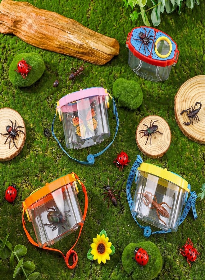 Halloscume 4 Pcs Bug Catcher for Kids Collector Toy Bug Habitat with Magnified Viewer, Insect Habitat, Outdoor Toys, Insect Box Magnifying Tools & Carry Strap - Educational Outdoor Adventure Gift - Image 4