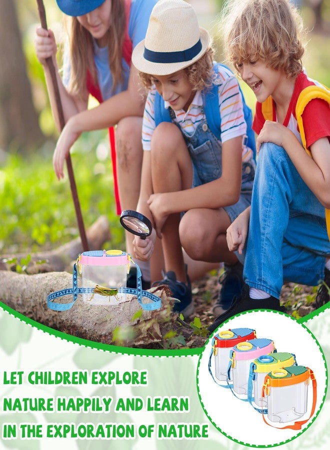 Halloscume 4 Pcs Bug Catcher for Kids Collector Toy Bug Habitat with Magnified Viewer, Insect Habitat, Outdoor Toys, Insect Box Magnifying Tools & Carry Strap - Educational Outdoor Adventure Gift - Image 5