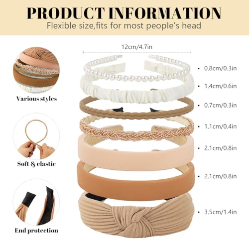 MAYCREATE® 7Pcs Headbands for Women Girls Trendy Non Slip Hairbands Fashion Hair Accessories Multi-style Headband Set - Image 2