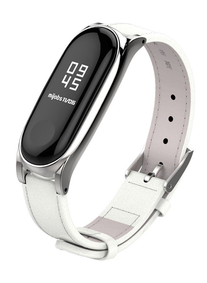 NIBEMINENT Leather Smartwatch Band For Mi 3 White  - Image 1