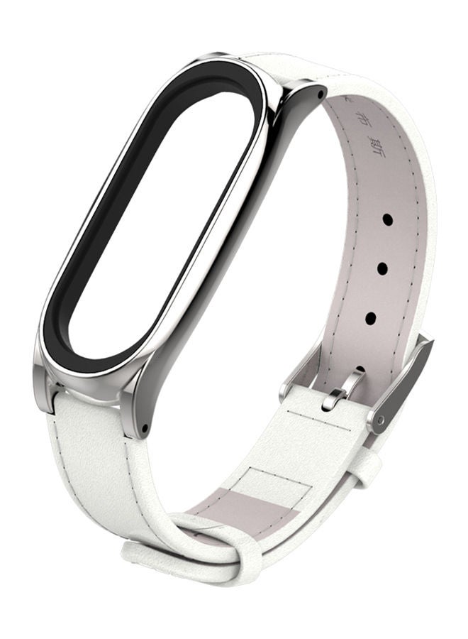 NIBEMINENT Leather Smartwatch Band For Mi 3 White  - Image 2