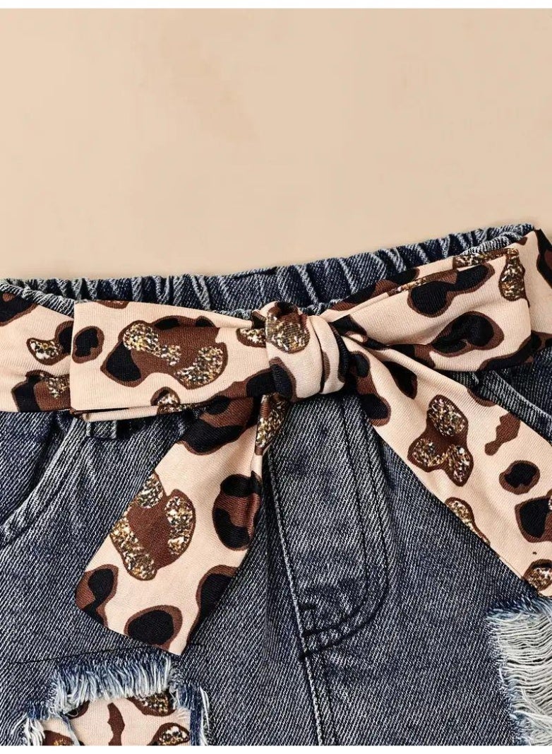 DOOKOO Baby Girl Clothes Set – Newborn Romper with Ruffle Sleeves & Short Denim Skirt, Includes Matching Headband – Cute Infant Summer Outfit - Image 2