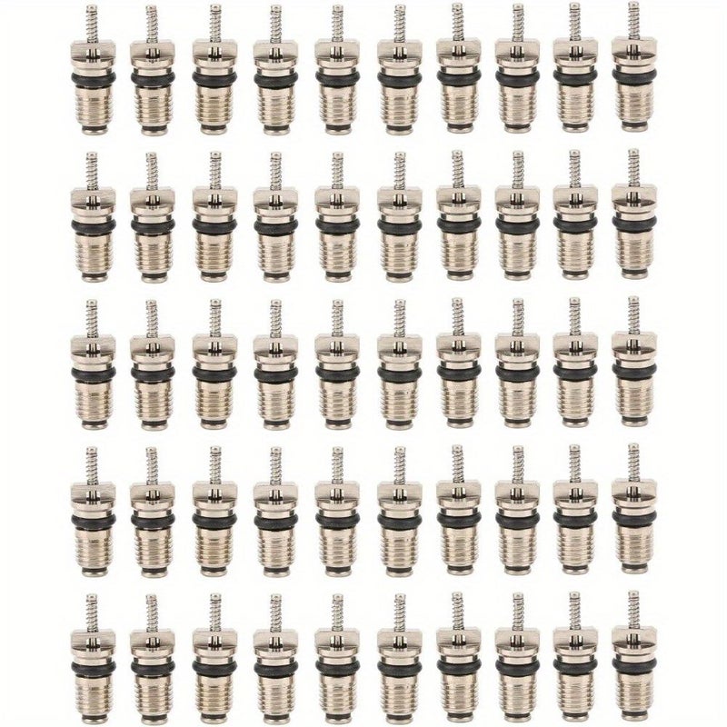 50 Pack High Pressure Brass And Aluminum Alloy Copper Air Conditioning Refrigeration Valve Tire Valve Core Repair Kit - Image 2